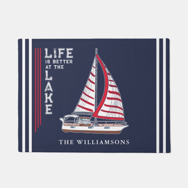 船航海の海軍の青い生命は湖で良い ドアマット (正面)