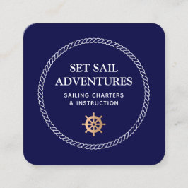 船航海の舵ロープ スクエア名刺