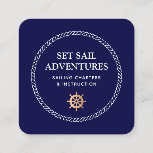 船航海の舵ロープ スクエア名刺 (正面)