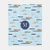 船航海の船が帆船を川上に フリースブランケット (正面)