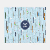 船航海の船が帆船を川上に フリースブランケット (正面(横))