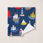 船航海の船とボートの海車両のパターン バスタオルセット (ウォッシュタオル)