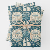 船航海の船と海をテーマにしたパターンNo14 ラッピングペーパーシート (インサイチュ)