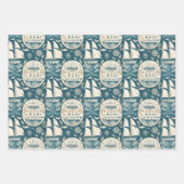 船航海の船と海をテーマにしたパターンNo14 ラッピングペーパーシート (正面)