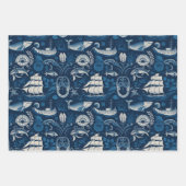 船航海の船と海をテーマにしたパターンNo4 ラッピングペーパーシート (正面2)