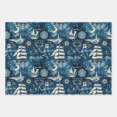 船航海の船と海をテーマにしたパターンNo6 ラッピングペーパーシート (正面2)