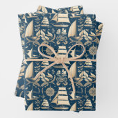 船航海の船と海をテーマにしたパターンNo9 ラッピングペーパーシート (インサイチュ)