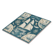 船航海の船と海をテーマにした陶磁芸術No14 タイル (側面)
