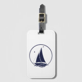 船航海の船・帆船・船海軍ブルー ラゲッジタグ (正面縦)
