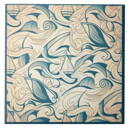 船航海の船・海をテーマにした陶磁芸術No11 タイル