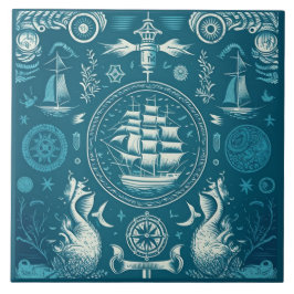 船航海の船・海をテーマにした陶磁芸術No2 タイル