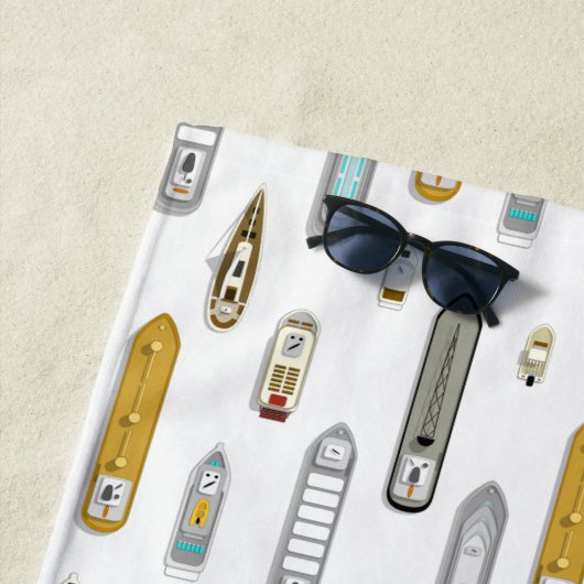 船航海の船On River任意の色 ビーチタオル (インサイチュ)