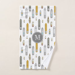 船航海の船On River white w monogram ハンドタオル