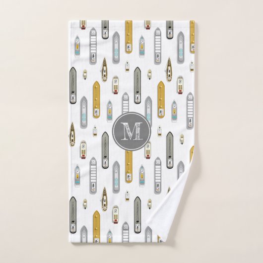 船航海の船On River white w monogram ハンドタオル (ハンドタオル)