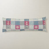 船航海の車いかりパッチワークデザイン ボディピロー (裏面)