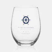 船航海の車のパーソナライズされた結婚式の引き出物 ステムなしワイングラス (正面)