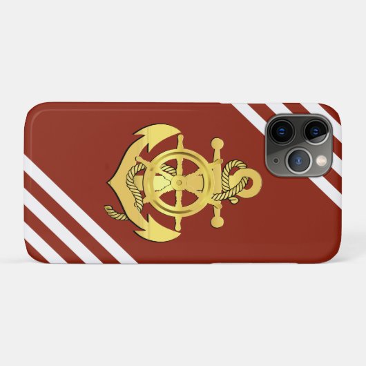 船航海の車/いかりれんが赤ストライプ金ゴールド Case-Mate iPhoneケース (裏面(横))