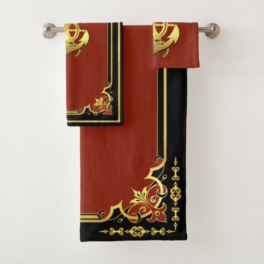 船航海の車/いかりれんが赤/金ゴールド バスタオルセット (インサイチュ)