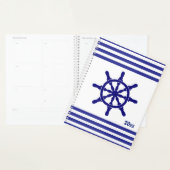 船航海の輪と日付の付いたストライプ プランナー手帳 (ディスプレー)