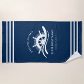 船航海の輪ボート名海軍の歓迎 ビーチタオル (正面)