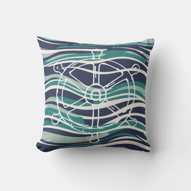 船航海の輪屋外枕 – 沿岸海軍 アウトドアクッション (正面)