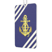船航海の輪/いかりネイビーストライプブルー金ゴールド カーエアーフレッシュナー (左)