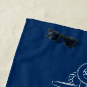 船航海の輪、ネイビーブルーストライプズ水兵 ビーチタオル (インサイチュ)