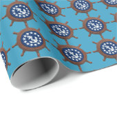船航海の輪、ヨットフラグを中央に配置 ラッピングペーパー (ロールコーナー)