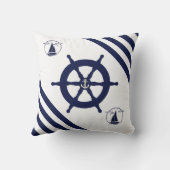 船航海の輪・帆船・いかり・ストライプ クッション (裏面)