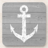 船航海の飲み物用コースター付き木製いかり コースター (正面)