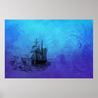 船航海の&タコ ポスター