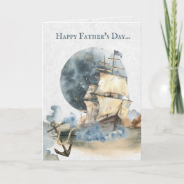 船航海の、満月、いかり父の日 カード