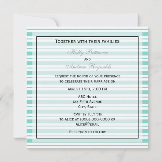 船航海のLtブルーストライプホワイト#2 SQ 結婚s 招待状 (裏面)