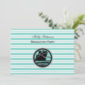 船航海のLtブルーホワイトストライプH卒業 招待状 (スタンド正面)