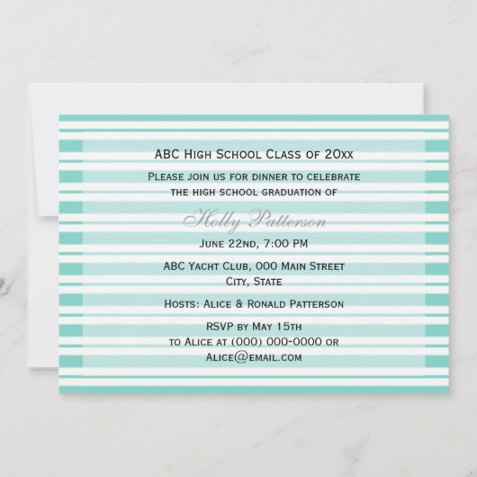 船航海のLtブルーホワイトストライプH卒業 招待状 (裏面)