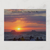 船舶が秋夕日を通過する日の入り5月 ポストカード (正面)