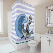 船舶のいかりとウェーブシャワーカーテン シャワーカーテン (インサイチュ)
