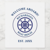 船舶のネイビーブルーシップの船名セーリング ワインラベル (シングルラベル)