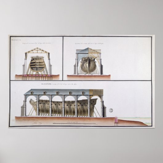 船舶の断面と高さ， 1776 ポスター (正面)