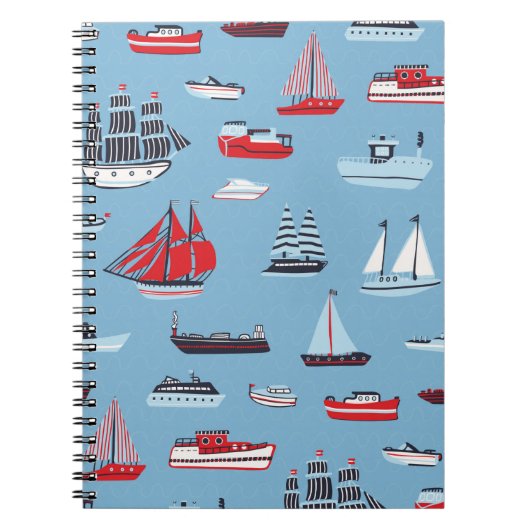 船舶の旅行ヴィンテージパターン ノートブック (正面)