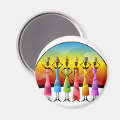 船舶を持つアフリカ人女性 マグネット (正面/裏面)