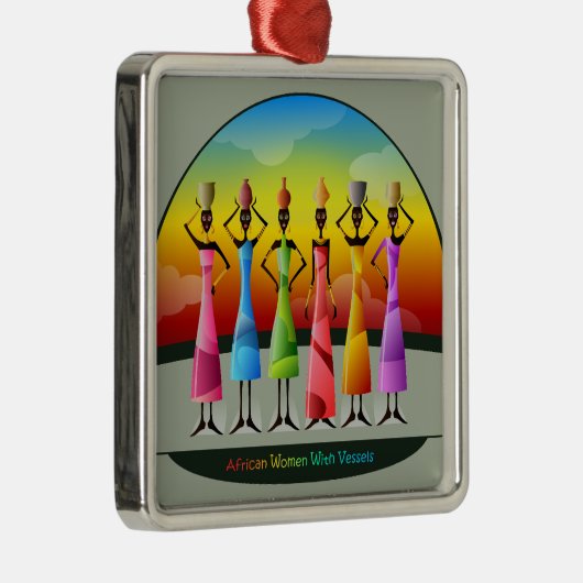 船舶カラフル付きアフリカ人女性 メタルオーナメント (右)