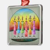 船舶カラフル付きアフリカ人女性 メタルオーナメント (左)