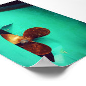 船舶プロペラボート航海のティール(緑がかった色) ポスター (角)