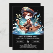 船舶ミニマリスト海賊団誕生日 招待状 (正面/裏面)