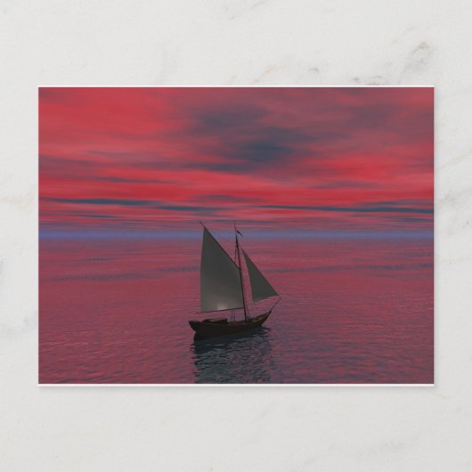 船舶及び日没 ポストカード (正面)