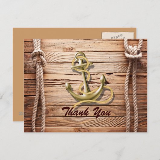 船舶波止場ビーチ航海のいかり結婚の感謝していユーザ ポストカード (正面/裏面)