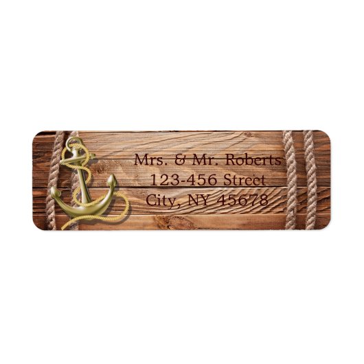 船舶波止場木材ビーチ航海のいかり結婚 ラベル (正面)