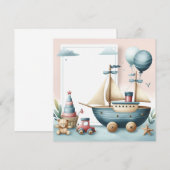 船舶玩具男の赤ちゃん 招待状 (正面/裏面)