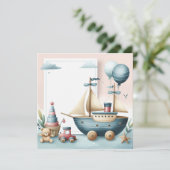船舶玩具男の赤ちゃん 招待状 (スタンド正面)
